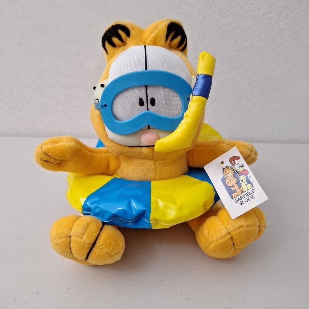 RARE Vintage PAWS Gosh UK Garfield Plush Swimming Scuba Diver Float Pool NWT